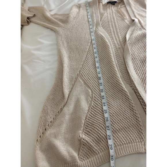 Tahari Crochet Knit Cardigan Women’s Size 1X Tan Oatmeal Plus Size Open Front - Picture 6 of 9